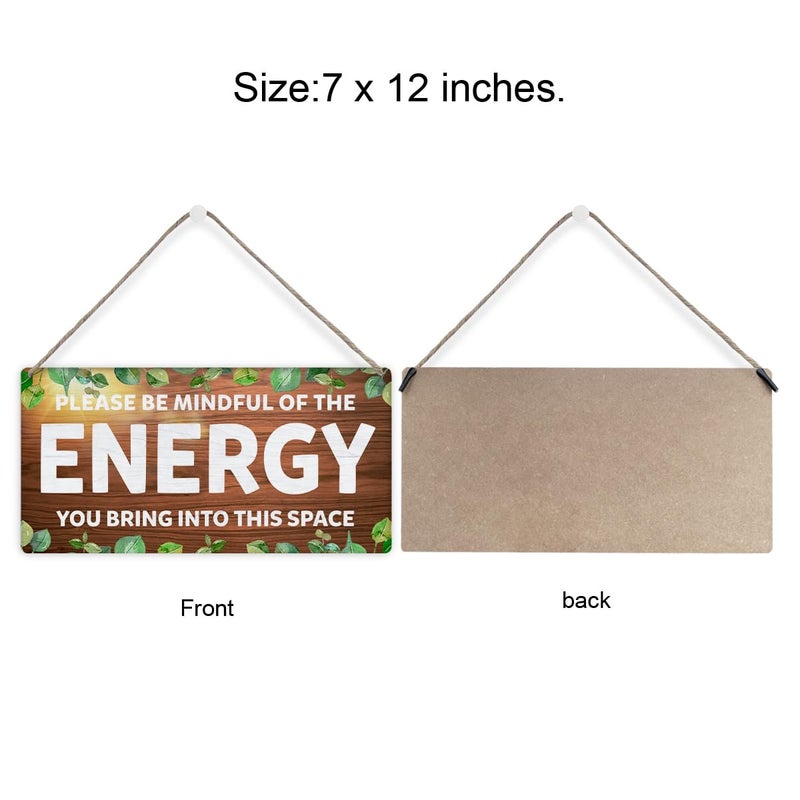 Al Raied ARS® Be Mindful of the Energy Wooden Wall Plaque - Rustic Inspirational Decor - Image 3