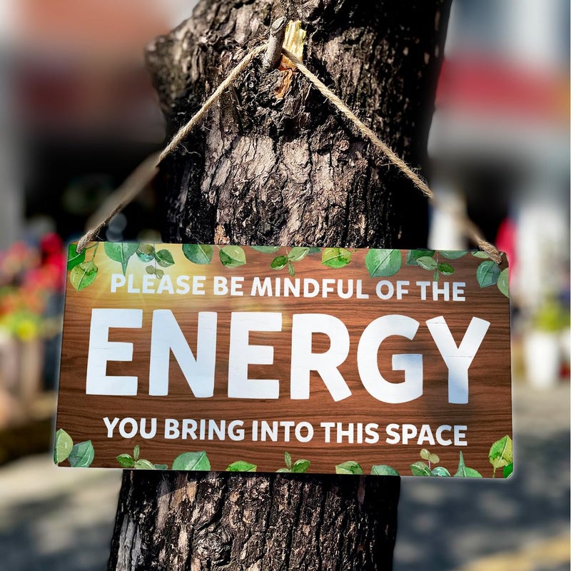 Al Raied ARS® Be Mindful of the Energy Wooden Wall Plaque - Rustic Inspirational Decor - Image 5