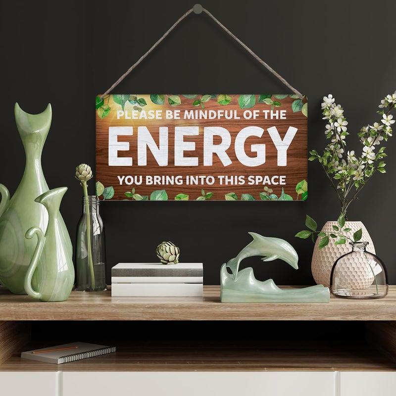 Al Raied ARS® Be Mindful of the Energy Wooden Wall Plaque - Rustic Inspirational Decor - Image 4