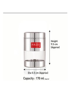 Hazel HAZEL Stainless Steel Mukhwas Container | 170 ml See Through Small Containers for Kitchen Storage Set | Transparent Airtight Jars, Set of 4  - Image 4
