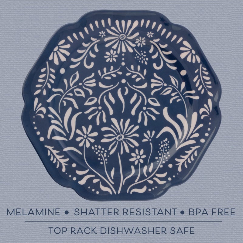 Karma, 8.75 inches Melamine Salad Plates Set of 4, Reusable Dishwasher Safe Plates for Outdoor and Indoor, Sardines - Image 4