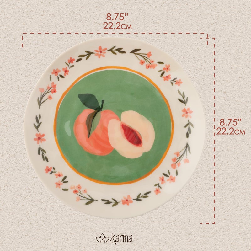 Karma, 8.75 inches Melamine Salad Plates Set of 4, Reusable Dishwasher Safe Plates for Outdoor and Indoor, Sardines - Image 3