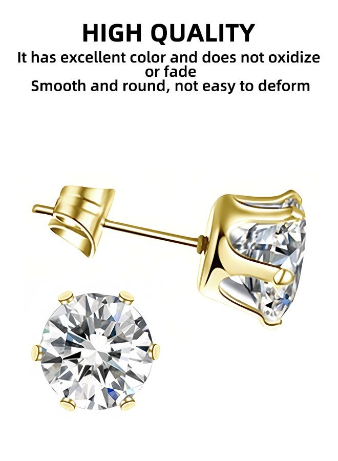 6 Pairs Hypoallergenic Surgical Steel Threaded Ear Studs for Cartilage, Helix, Lobe | Cubic Zirconia Flat Back Earrings for Women | Minimalist Everyday Jewelry Gifts - Image 2