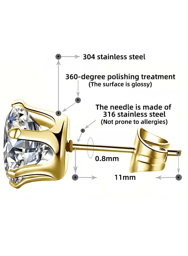 6 Pairs Hypoallergenic Surgical Steel Threaded Ear Studs for Cartilage, Helix, Lobe | Cubic Zirconia Flat Back Earrings for Women | Minimalist Everyday Jewelry Gifts - Image 4