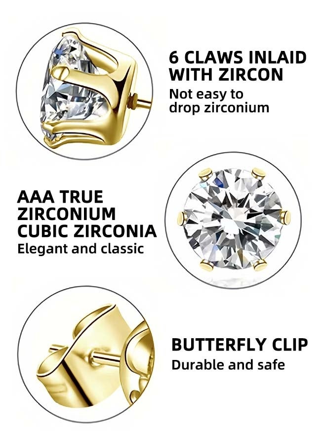 6 Pairs Hypoallergenic Surgical Steel Threaded Ear Studs for Cartilage, Helix, Lobe | Cubic Zirconia Flat Back Earrings for Women | Minimalist Everyday Jewelry Gifts - Image 3