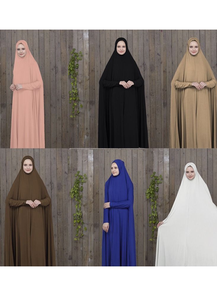 Long Sleeves Abaya With Hijab White - Image 2