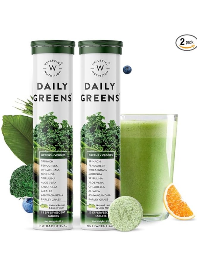 WELLBEING NUTRITION Wellbeing Nutrition Daily Greens for Immunity and Detox with 39+ Organic Certified Plant Superfoods & Antioxidants (Pack of 2)  - Image 1