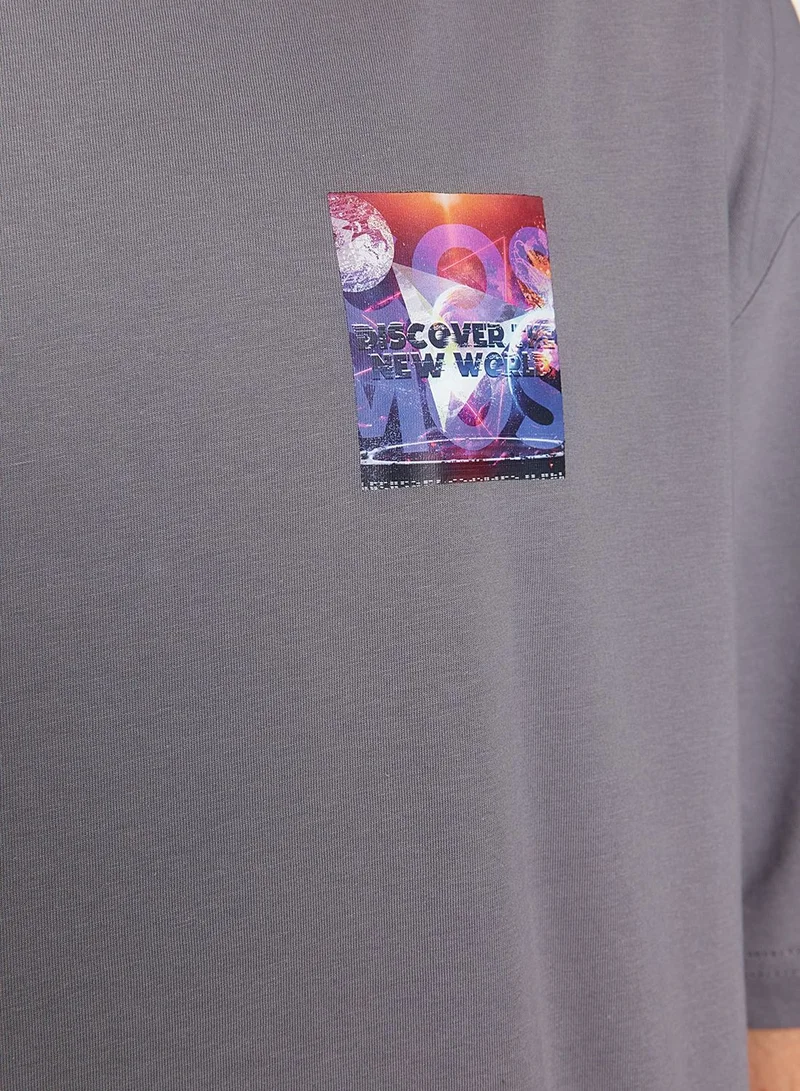 trendyol Space Print Crew Neck T-Shirt