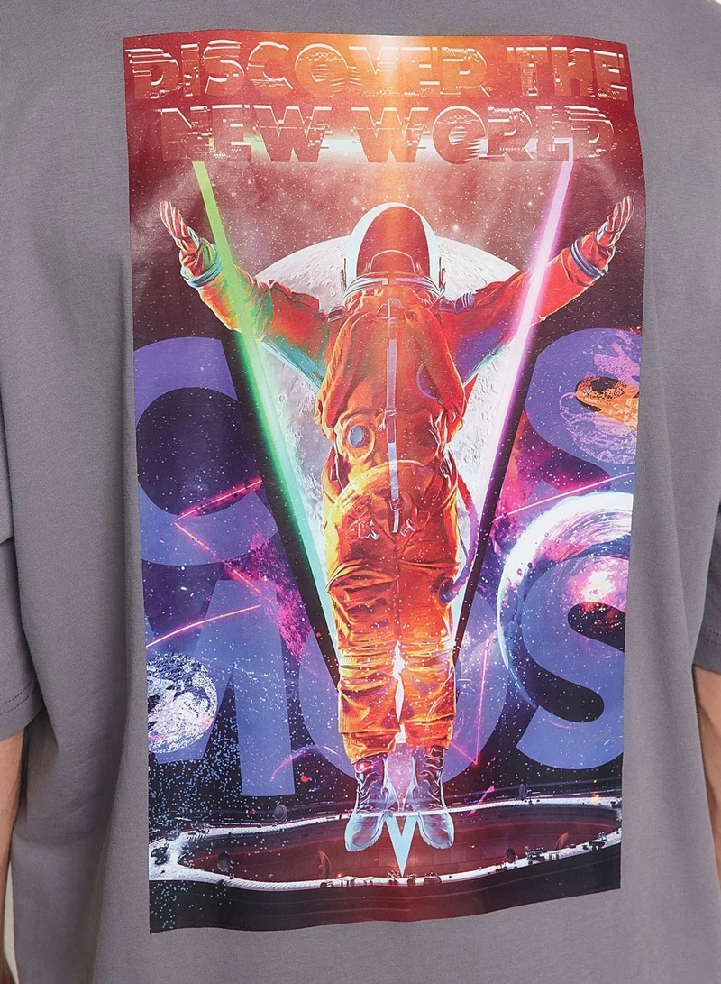 trendyol Space Print Crew Neck T-Shirt