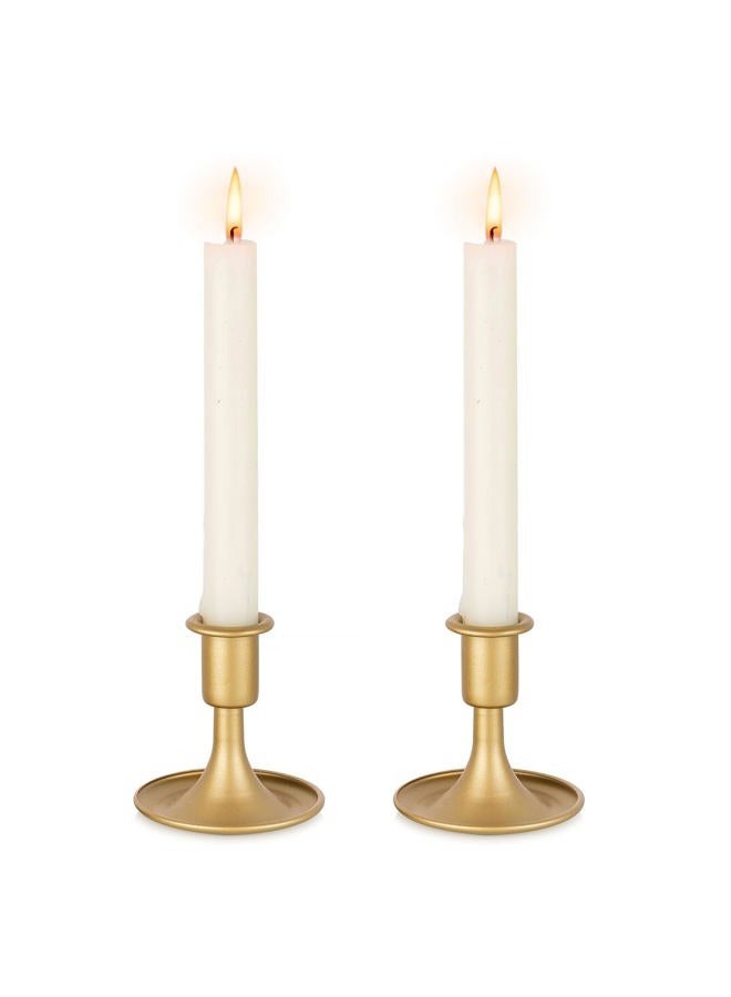 Inweder Gold Candle Holders Brass Candlestick Holders: 2Pcs Taper Candle Holders, Candle Holders for Candlesticks, Gold Candle Holders for Table Centerpiece, Wedding, Party, Chrismas, Mantel, Home Decor - Image 1