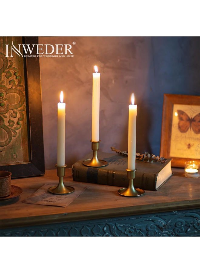 Inweder Gold Candle Holders Brass Candlestick Holders: 2Pcs Taper Candle Holders, Candle Holders for Candlesticks, Gold Candle Holders for Table Centerpiece, Wedding, Party, Chrismas, Mantel, Home Decor - Image 4