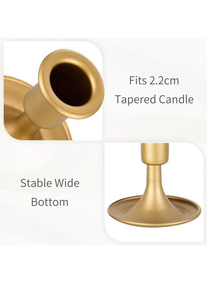 Inweder Gold Candle Holders Brass Candlestick Holders: 2Pcs Taper Candle Holders, Candle Holders for Candlesticks, Gold Candle Holders for Table Centerpiece, Wedding, Party, Chrismas, Mantel, Home Decor - Image 5
