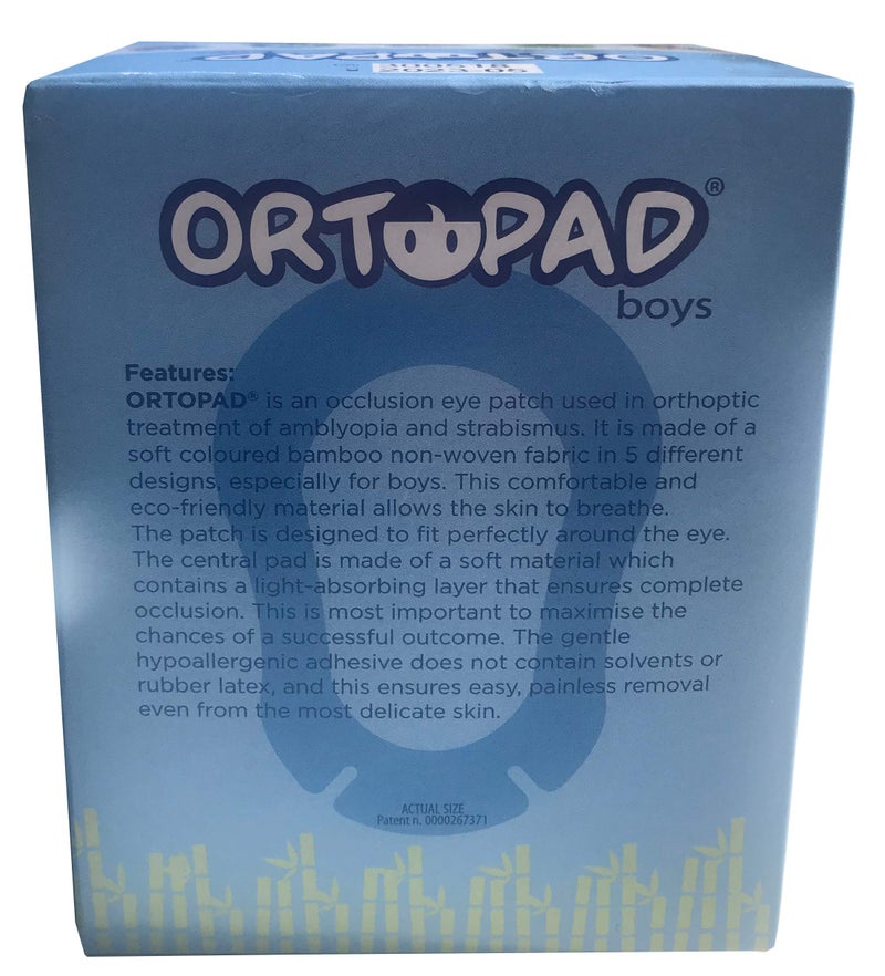 OrtopadÂ® Bamboo Boys Eye Patches, 50/Box (Medium Size, 2-4 yrs) Racing Flames Pack - Image 2