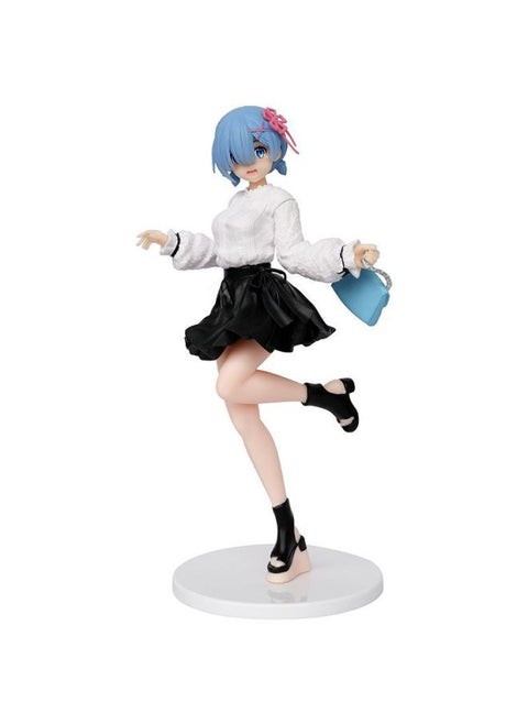Re's Life In A World From Scratch Rem's Hand-held Cat Ear Maid Second-dimensional Rem Animation Decoration Moulds-Color:Black And White Date Outfit Rem 23cm