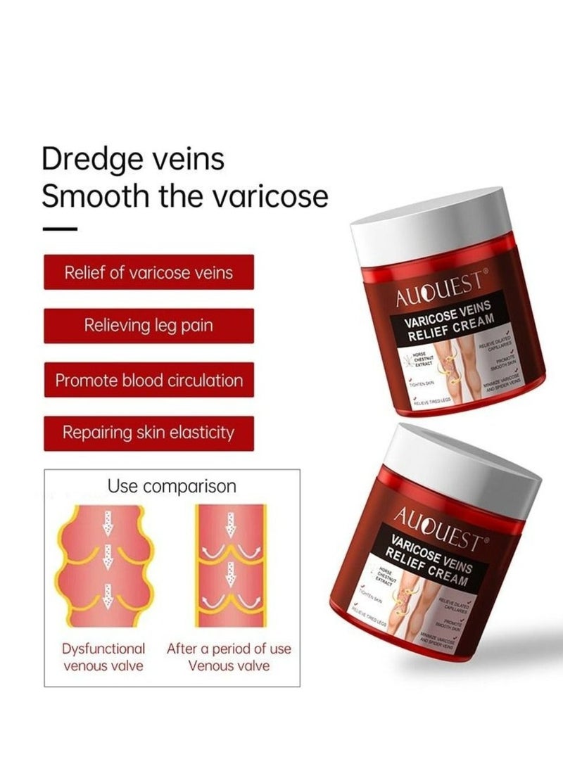 AuQuest Varicose Veins Relief Cream - Horse Chestnut Extract Added - Promote Smooth Skin, Pain Relief - Relief Leg & Hand Pain - Eliminates Phlebitis Angiitis Inflammation 80g  - Image 3