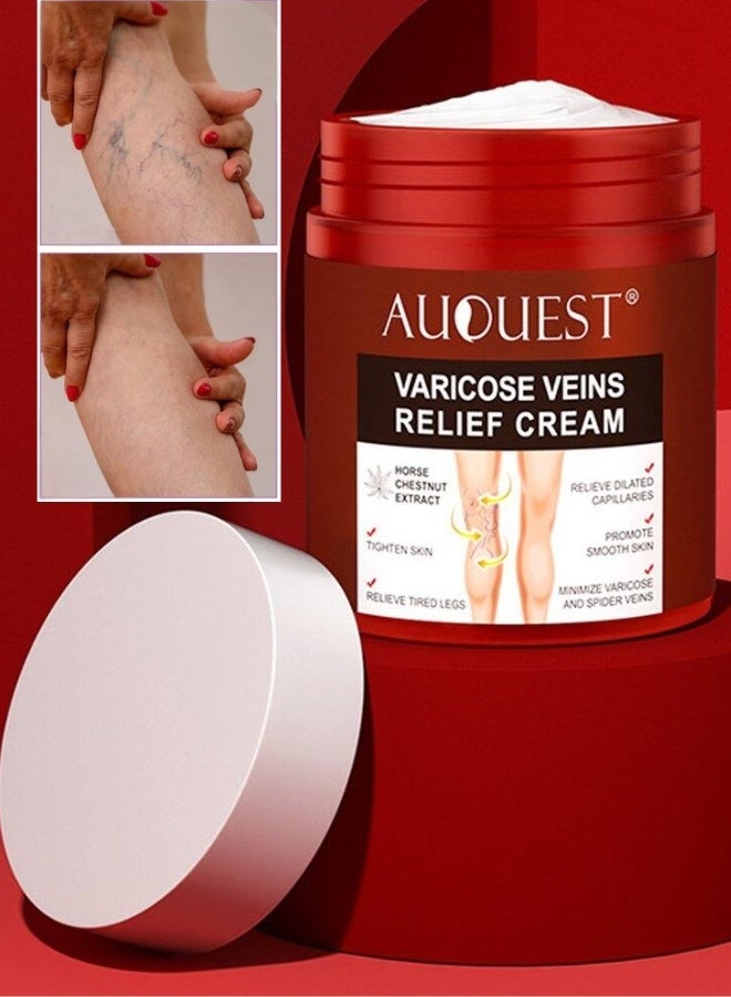 AuQuest 80g Varicose Veins Relief Cream Veins Relief Varicose Cream Phlebitis Angiitis Vein Inflammation Ointment  Vein Inflammation Treatment Horse Chestnut Extract Varicose Vein Patches Spider Veins Relief Cream - Image 1