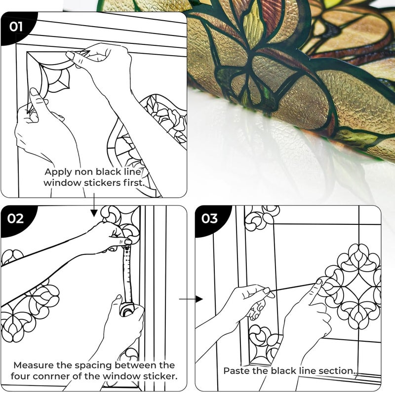 ADD.HERES Window Stickers, ‌Stained Glass Window Privacy Film UV Blocking Static Cling for Home Kitchen Office Bathroom, Amber Starry Light 30x40D - Image 4