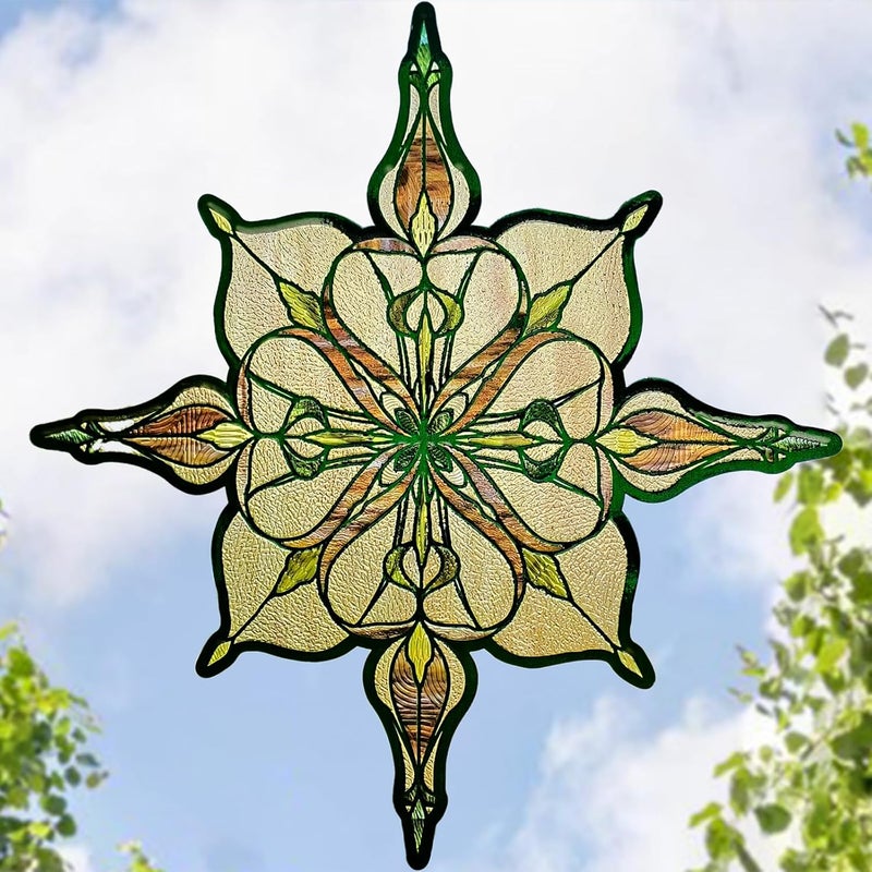 ADD.HERES Window Stickers, ‌Stained Glass Window Privacy Film UV Blocking Static Cling for Home Kitchen Office Bathroom, Amber Starry Light 30x40D - Image 3