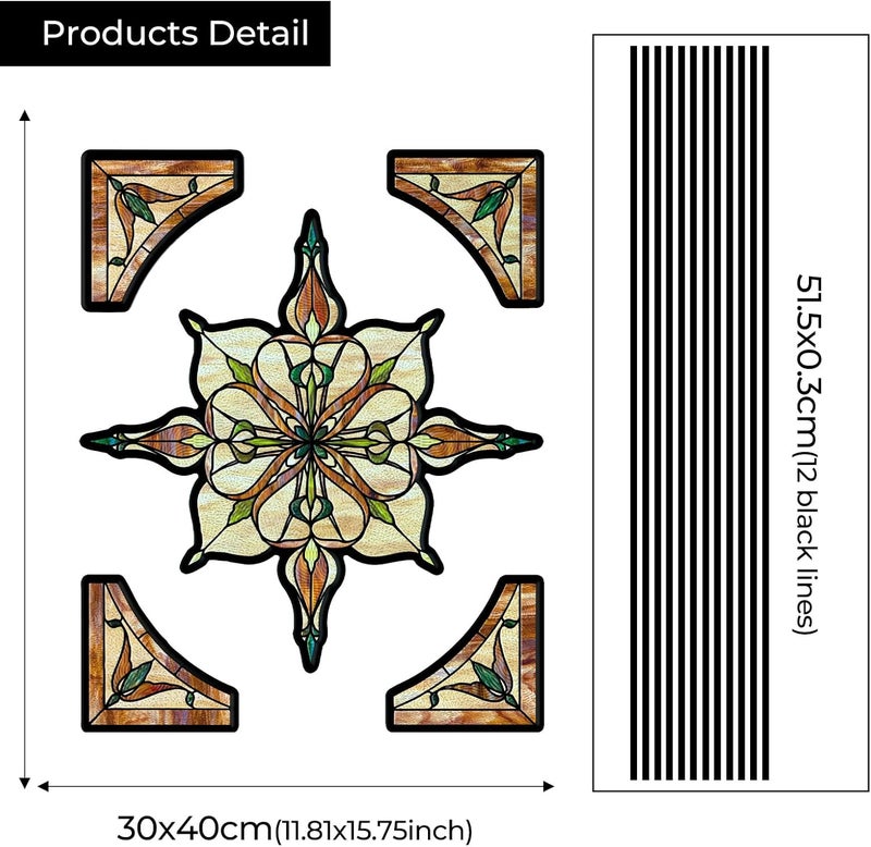 ADD.HERES Window Stickers, ‌Stained Glass Window Privacy Film UV Blocking Static Cling for Home Kitchen Office Bathroom, Amber Starry Light 30x40D - Image 2