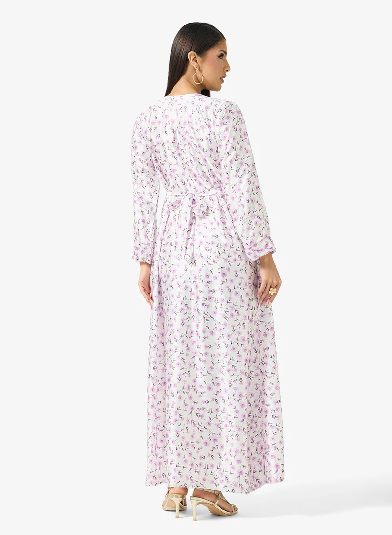 ARABIAN CLOSET Embellished Belted Jalabiya