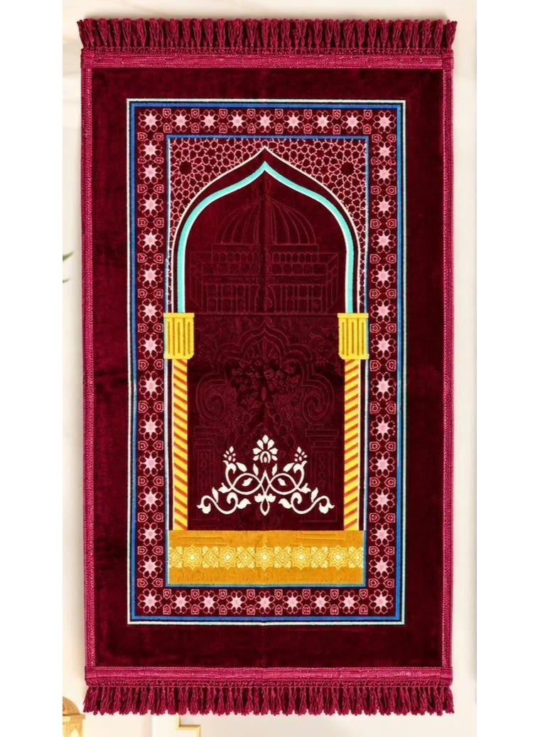 Premium Islamic Janamaz Prayer Mat for Men & Women with Elegant Mihrab Design - Image 1