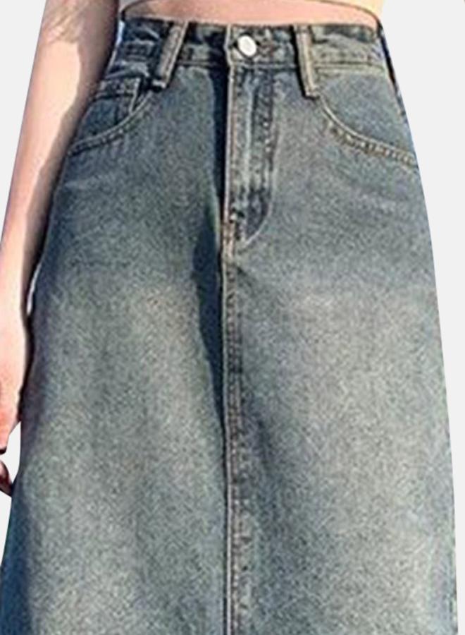 YUNIQEE Blue A-Line Midi Denim Skirts - Image 5