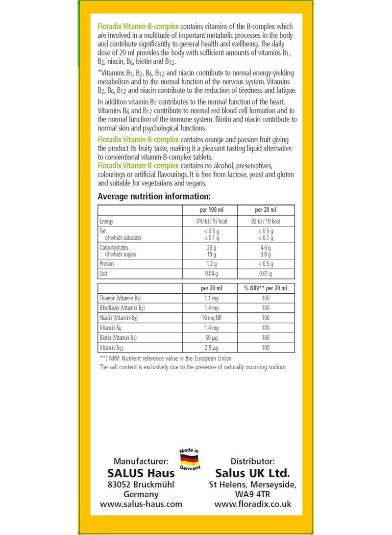 Floradix Vitamin B Complex Liquid Formula, 250 ml - Image 3