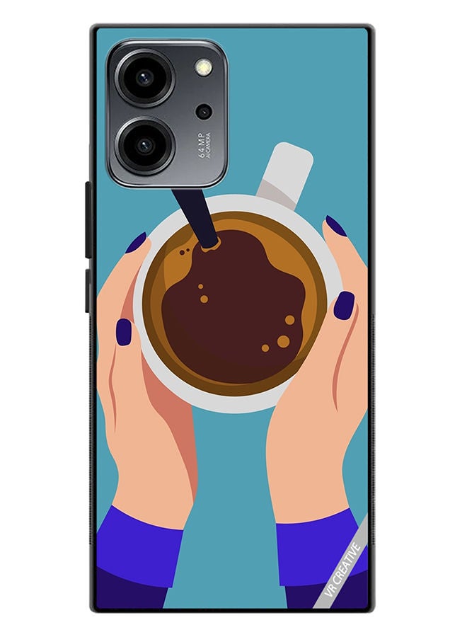VR CREATIVE Protective Case Cover For Honor 80 SE Female Hands Holding Cup Of Coffee Design Multicolour - Image 1