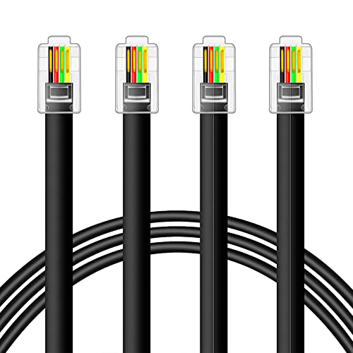 NECABLES 2Pack RJ9 Cable 10ft Phone Cord Telephone Cable RJ9 / RJ10 / RJ22 4P4C Male to Male Straight for Both Data and Voice Use Black - 10 Feet - Image 1