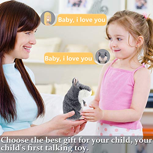 YOEGO Talking Hamster Repeats What You Say Interactive Stuffed Plush Animal Talking Toy,Perfect Toy Gifts for Boys Girls Age 3+ (Gray) - Image 4