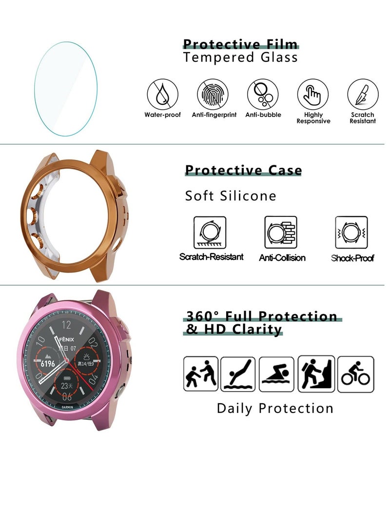 5+5 Pack Fenix 7 Screen Protector and Case Anti-Fog Tempered Glass Film and Soft TPU Bumper Watterproof Compatible for Garmin Fenix 7/7 Solar 7 Sapphire Solar Sapphire Solar Smart Watch 47MM - Image 2