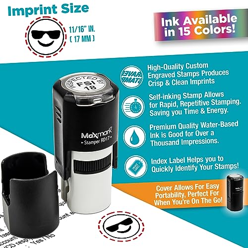 MaxMark Round Self Inking Emoji Stamp - Like - Black Ink - Image 4