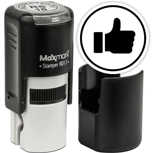MaxMark Round Self Inking Emoji Stamp - Like - Black Ink - Image 1