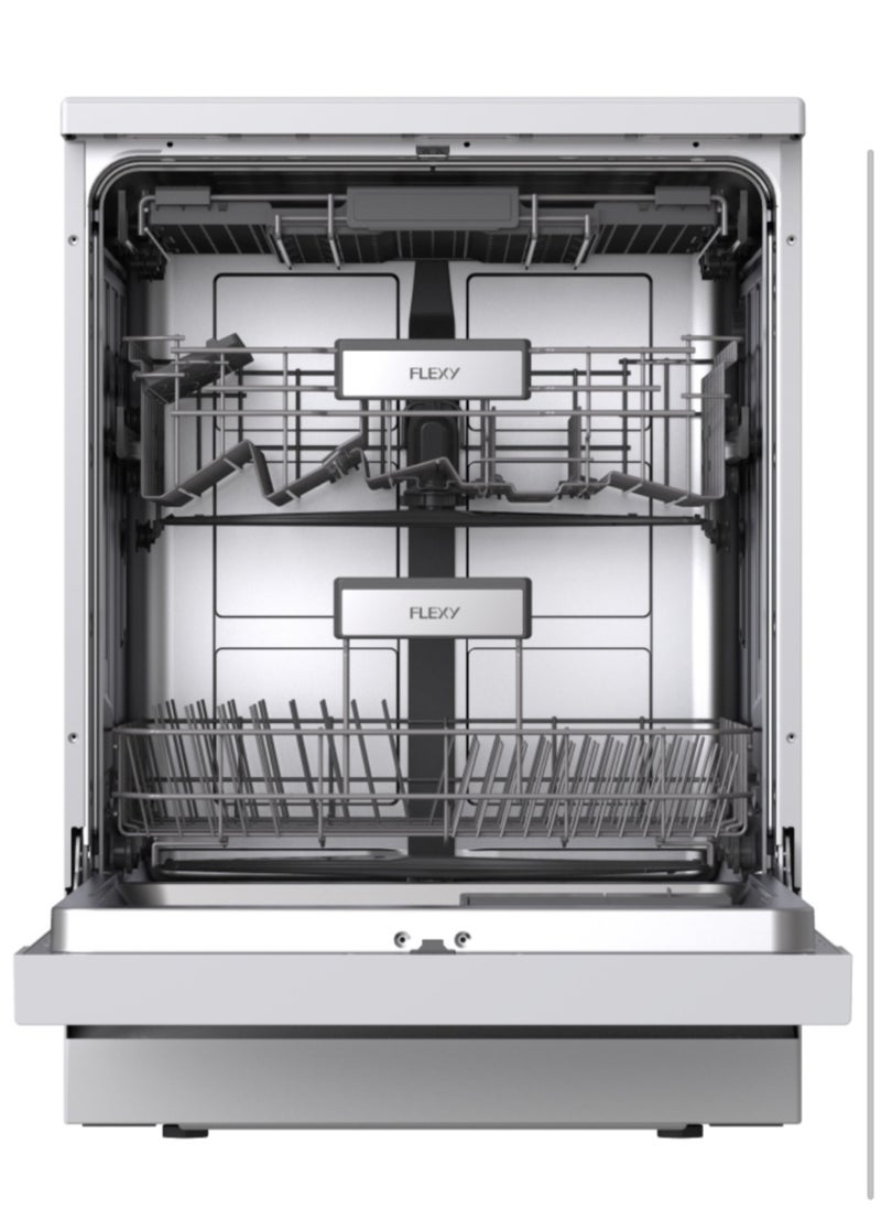 Flexy 3 In 1 Heavy Duty Dishwasher With 6 Programs 14 Settings Stainless Steel A+ Energy Efficient Adjustable Water 1 to 24 Hour Delay Start  - Image 3