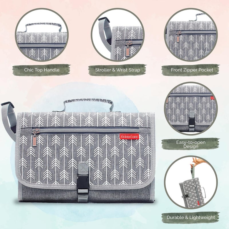 KiddyCare Portable Diaper Changing Pad for Baby Travel | Portable Changing mat for Newborn Baby Girl & Boy | Waterproof Foldable Nappy Changing Mat with Smart Wipes Pocket - Image 5