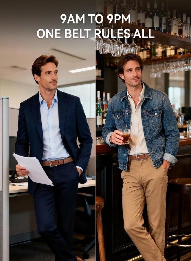 CHAOREN Leather Dress Belt Men 2 Pack - 1 3/8" Mens Belts for Work Business Casual Jeans - Image 4