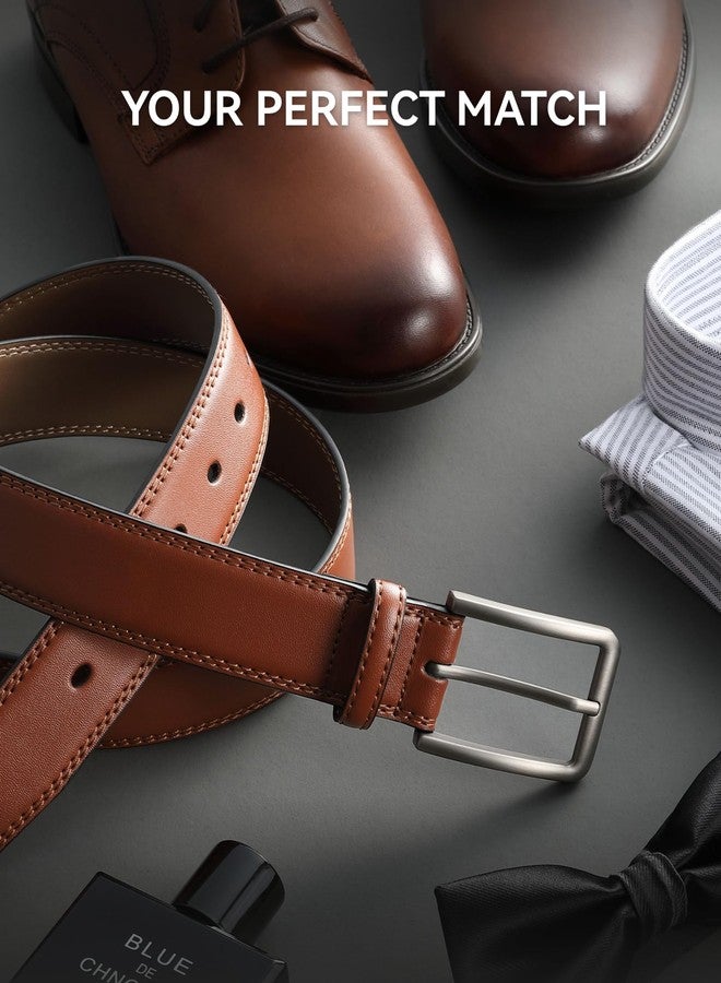 CHAOREN Leather Dress Belt Men 2 Pack - 1 3/8" Mens Belts for Work Business Casual Jeans - Image 3