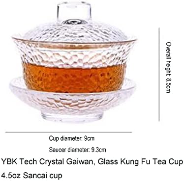 Eplze YBK Tech Crystal Gaiwan Glass Kung Fu Tea Cup with Saucer and Lid Chinese Traditional Sancai Tea Bowl Clear cup - Image 2