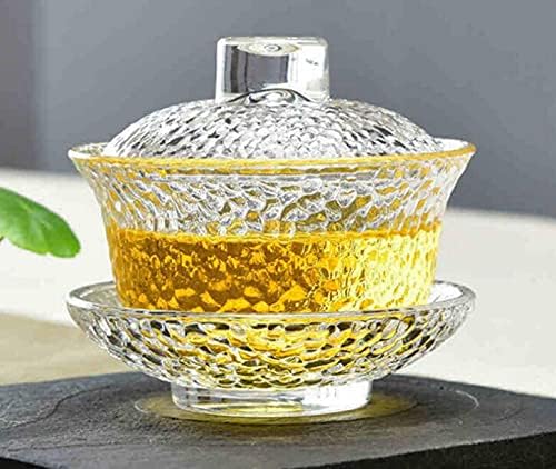 Eplze YBK Tech Crystal Gaiwan Glass Kung Fu Tea Cup with Saucer and Lid Chinese Traditional Sancai Tea Bowl Clear cup - Image 3