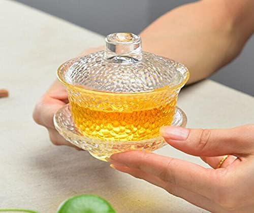 Eplze YBK Tech Crystal Gaiwan Glass Kung Fu Tea Cup with Saucer and Lid Chinese Traditional Sancai Tea Bowl Clear cup - Image 4