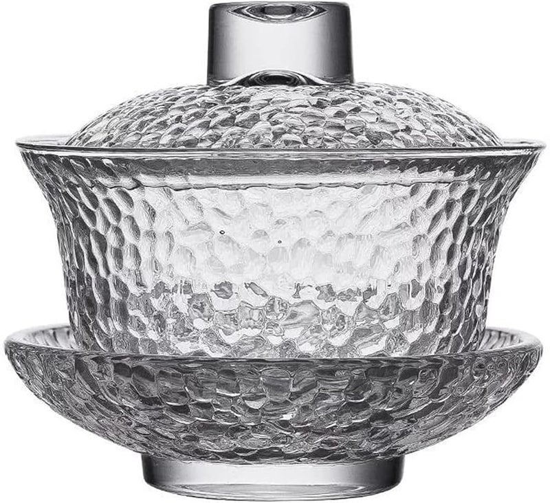 Eplze YBK Tech Crystal Gaiwan Glass Kung Fu Tea Cup with Saucer and Lid Chinese Traditional Sancai Tea Bowl Clear cup - Image 1