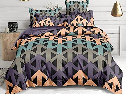 Laying Style™ Soft Glace Cotton King Size Duvet Cover for Double Bed with Zipper (Multicolor, 90x100 inch) - Image 1