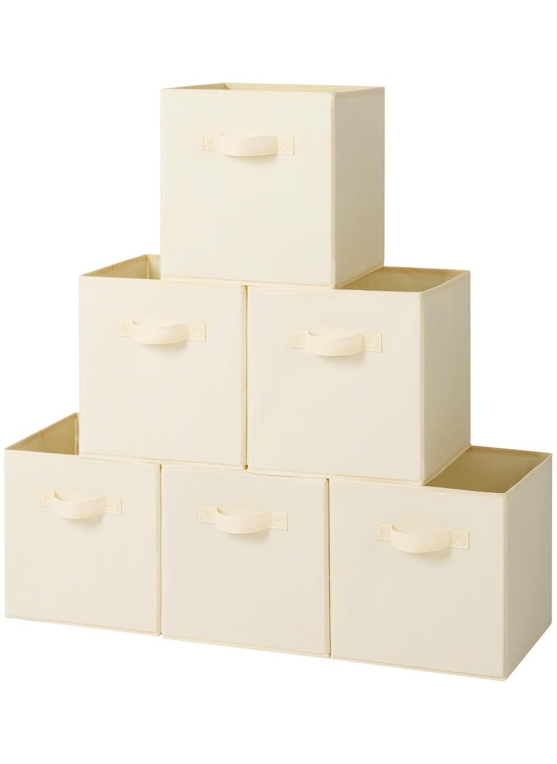 AUTOYSUR Collapsible Fabric Storage Cubes Organizer, Set of 6 Home Foldable Collapsible Storage Box, Fabric Cubby Organizer Baskets with Dual Handles, Cube Storage Bins for Shelf, Home and Office  - Image 1