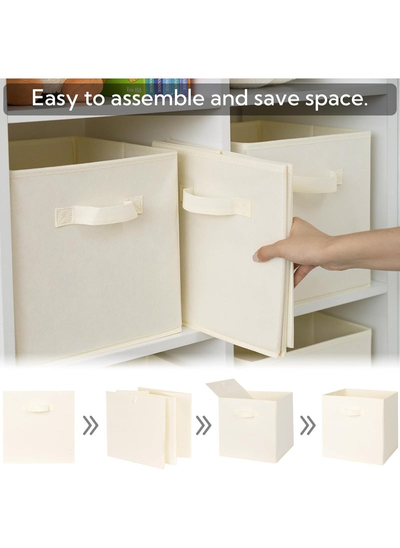 Collapsible Fabric Storage Cubes Organizer, Set of 6 Home Foldable Collapsible Storage Box, Fabric Cubby Organizer Baskets with Dual Handles, Cube Storage Bins for Shelf, Home and Office