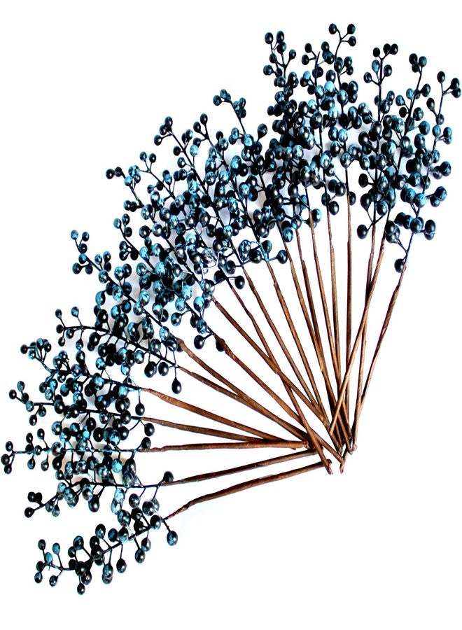 OrgMemory Artificial Berry, Fake Burgundy Berry, (20 pcs, 12" Each), Artificial Berries Stems for Xmas Tree Wreath Decorations Home Decor (Blue) - Image 1