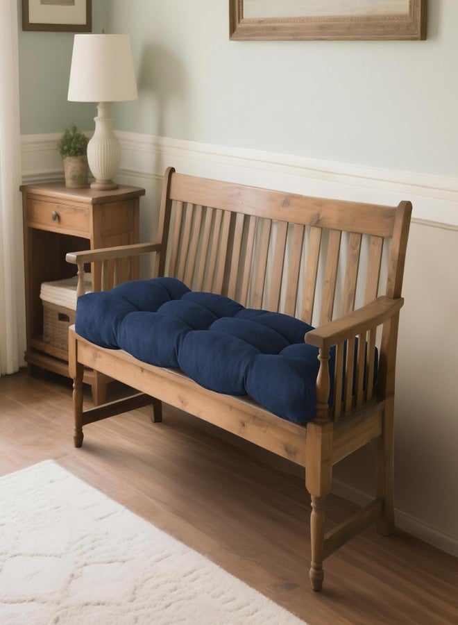 ELFJOY Tufted Bench Cushion Thicken Patio Furniture Cushions Classic Solid Color Porch Swing Cushion Soft Bench Pillow with Non Slip Backing (34x16x3.5 inch Navy) - Image 5