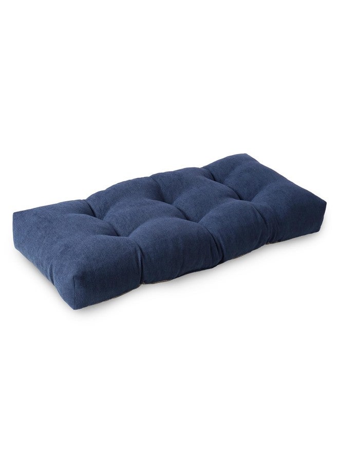 ELFJOY Tufted Bench Cushion Thicken Patio Furniture Cushions Classic Solid Color Porch Swing Cushion Soft Bench Pillow with Non Slip Backing (34x16x3.5 inch Navy) - Image 1