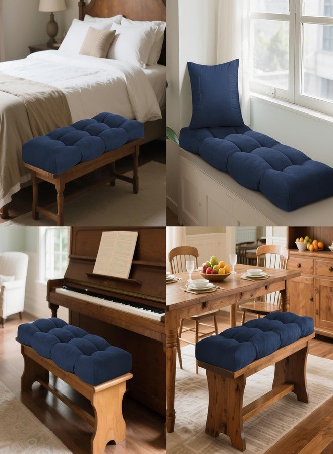 ELFJOY Tufted Bench Cushion Thicken Patio Furniture Cushions Classic Solid Color Porch Swing Cushion Soft Bench Pillow with Non Slip Backing (34x16x3.5 inch Navy) - Image 4