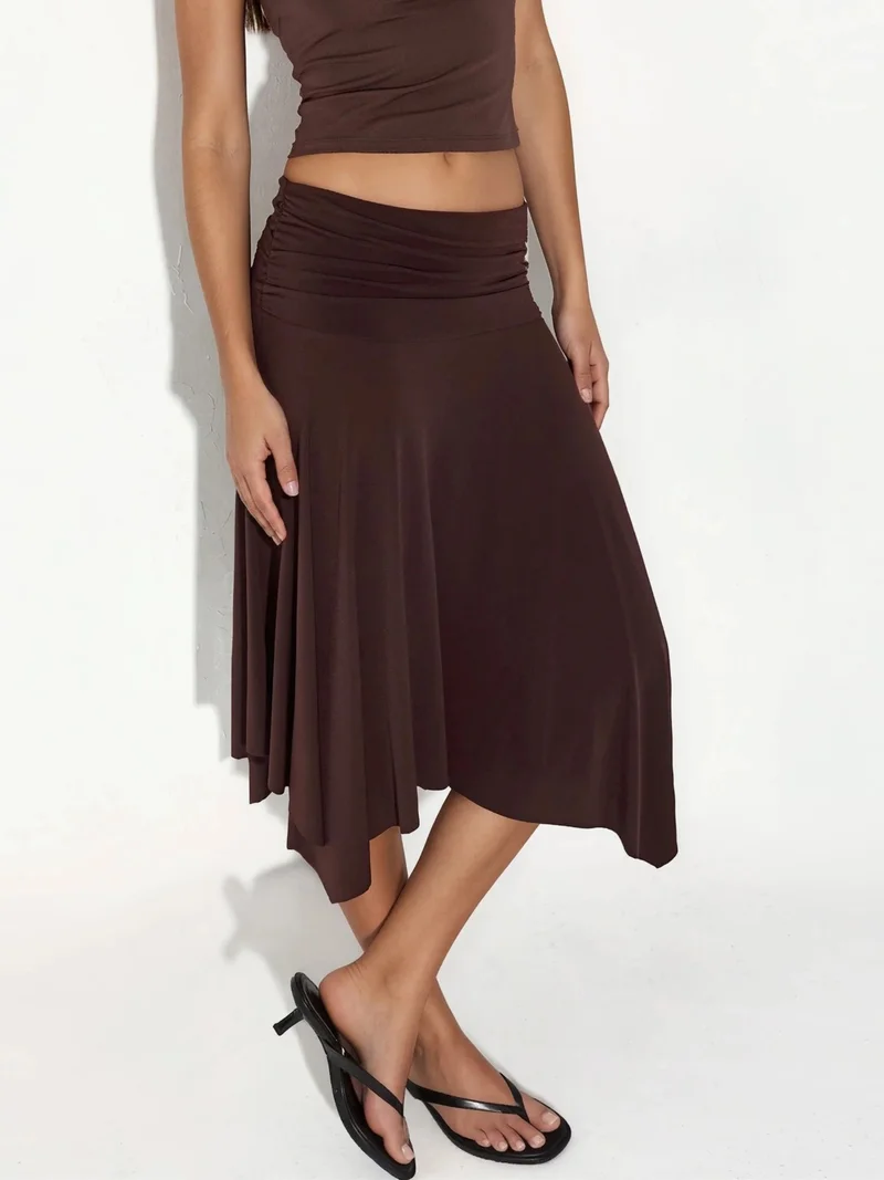 بوسيم BUSEM High Waist Maxi Skirt with Drape Detail