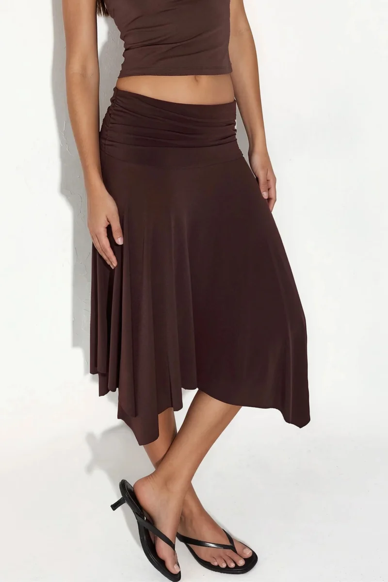 BUSEM High Waist Maxi Skirt with Drape Detail